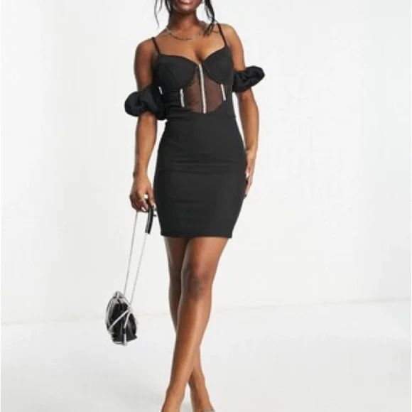 NWT Club L London Black Night Out Party Birthday Clubbing Mini Dress 🖤🍾 - Picture 9 of 10